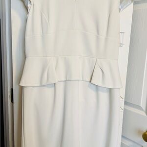 ANTONIO MELANI Elegant White Peplum Dress
